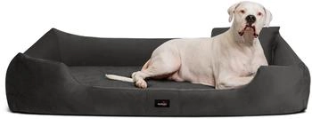 Tierlando ® VINCENT High-Tech-Velours (Triton) und Cord - Orthopädisches Hundebett schwarz/ graphit 1,3 m, 25 cm, 1 m