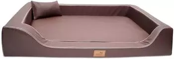 Tierlando ® Orthopädisches LUXUS-Hundebett MELODY LATEX Anti-Haar Kunstleder braun 85 cm, 22 cm, 60 cm