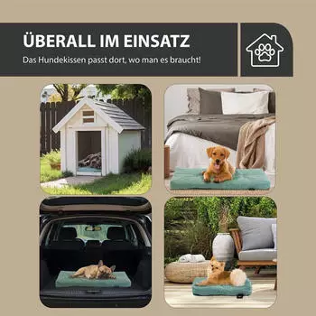Rohrschneider ® Hundebett mit Anti-Rutsch-Boden, strapazierfähiges Kissen für Hunde und Katzen, B80 x T50 x H 7 cm, inkl. Gratis-Wassernapf