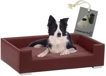 Rohrschneider Hundesofa mit Gratis-Beigabe, Hundecouch Kunstleder bordeaux