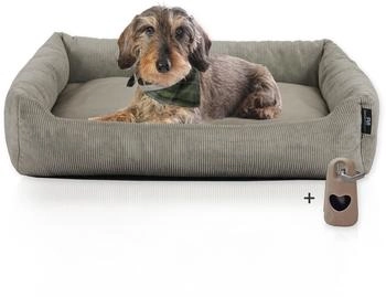 Rohrschneider Hundebett mit Gratis-Beigabe, waschbar, robuster Fein-Cordstoff taupe