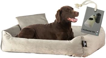 Rohrschneider ® Hundebett inkl. Gratis-Beigabe, Kuschelsofa taupe L