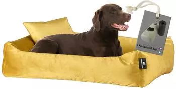 Rohrschneider ® Hundebett inkl. Gratis-Beigabe, Kuschelsofa gelb L