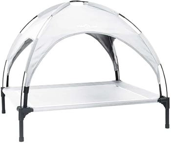 vidaXL Hochgestelltes Hundebett mit abnehmbarem Dach Silbergrau XL Stahl