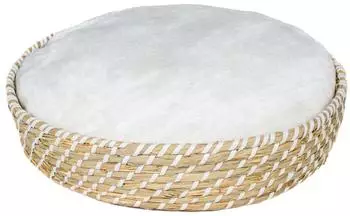 Duvo+ Weidenbett rund & Kissen Boho beige/weiß Größe: S