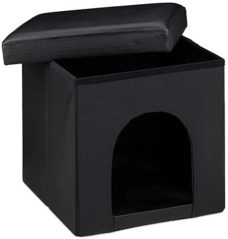 Relaxdays Pet Bed Leather Black 38x38x38 cm (10019046_46)