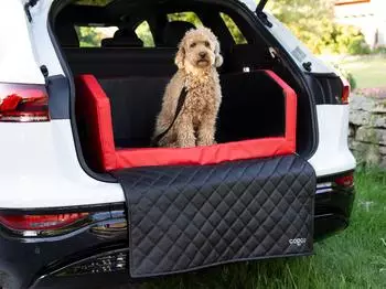 CopcoPet Orthopädisch Autohundebett rot/schwarz 90 x 55 x 38 cm