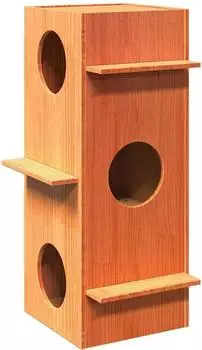 vidaXL Katzenhaus Wachsbraun 43x43x90 cm Massivholz Kiefer