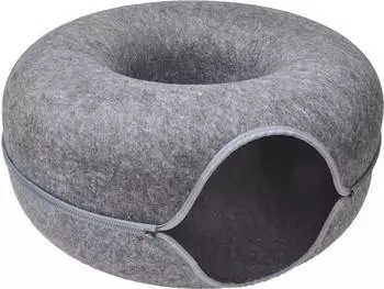 Aumüller Donut Katzenhöhle dunkelgrau Filz mit Reißverschluss 60 x 60 x 30 cm