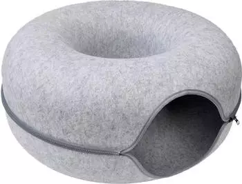 Aumüller Donut Katzenhöhle hellgrau Filz mit Reißverschluss 60 x 60 x 30 cm
