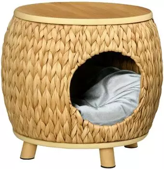 Pawhut Katzenh&ouml;hle aus Rattan 2-in-1