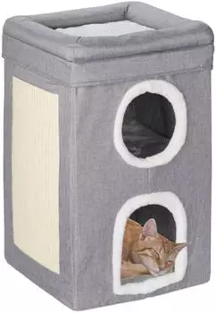 Relaxdays Katzenhöhle 3 Ebenen Weiß,Creme,Grau