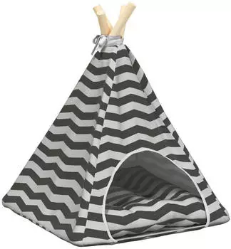 vidaXL Haustier-Tipi mit Kissen Wei&szlig; und Grau 40 x 40 x 50 cm