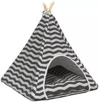 vidaXL Haustier-Tipi mit Kissen Wei&szlig; und Grau 60 x 60 x 70 cm