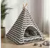 vidaXL Haustier-Tipi mit Kissen Weiß und Grau 60 x 60 x 70 cm