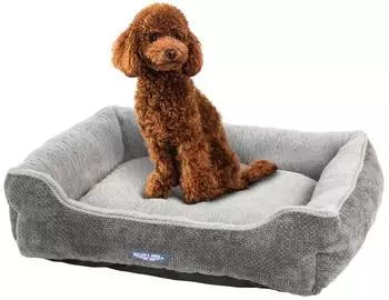 Wallace & Jones | Hundebett Dunrobin rechteckiges Haustierbett Kratzfest kuschelig Grau M 71 x 58 x 18 cm