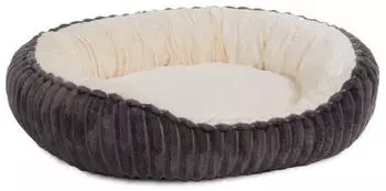 Wallace & Jones | Hundebett mittelgro&szlig;e Hunde Cameron Hundekorb oval flauschig Hundekorb rutschfest anthrazit-beige Gr&ouml;&szlig;e M ca. 75 x 55 x 20 cm