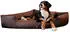 Tierlando Orthopädisches Hundebett Trivia aus Robustem Polyester Platzsparendes Dreieckbett mit Visco-Matratze Größe: 100x100cm Farbe: 01 Braun
