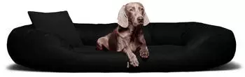 Tierlando Orthop&auml;disches Hundebett Sammy Visco Kunstleder High-Tech-Velours schwarz 100 x 85 x 25 cm