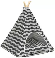 vidaXL Haustier-Tipi mit Kissen Wei&szlig; und Grau 50 x 50 x 60 cm