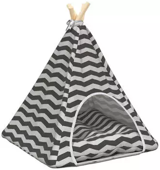 vidaXL Haustier-Tipi mit Kissen Wei&szlig; und Grau 50 x 50 x 60 cm