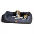Tierlando ® MADDOX VIP Orthopädisches Hundebett VISCO Velours Kunstleder S XXL schwarz/ graphit 1,2 m 25 cm 85 cm