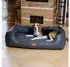 Tierlando ® MADDOX VIP Orthopädisches Hundebett VISCO Velours Kunstleder S XXL schwarz/ graphit 1,2 m 25 cm 85 cm
