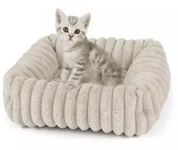 Wallace & Jones | Katzenbett Mary Breitcord Optik Sand S ca. 51 x 46 x 15 cm