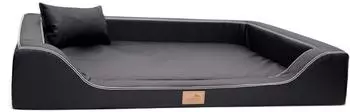 Tierlando MELODY LATEX Orthop&auml;disches LUXUS-Hundebett mit Anti-Haar Kunstleder schwarz 1,2 m 22 cm 85 cm