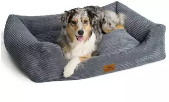 Freudentier Orthop&auml;disches Hundebett aus stilvollem Cord grau
