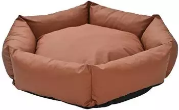 Dehner Kuschelbett Cora rund, Kunstleder, braun, &Oslash;75x19cm