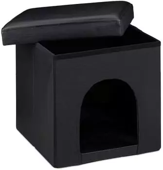 Relaxdays Hunde-Set XL, Hundebox mit Sitzhocker & höhenverstellbarer Futterstation