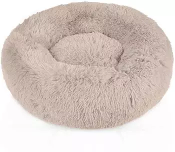 Intirilife Pl&uuml;sch Haustierbett rundes Kissen, beige, 60cm (IL-100462)