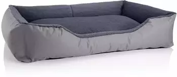 BedDog TEDDY Hundebett mit Rand, Cordura & Microfaser-Velours, XXL, grau (TEDDY-XXL-ROCK-FLOW)