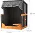 Relaxdays Hundestrandkorb Holz & Rattan mit Napf, 95x75x65cm (10053176_469)