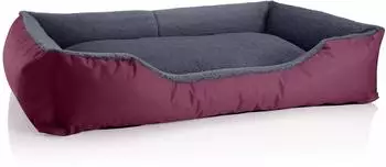 BedDog TEDDY Hundebett Cordura & Microfaser-Velours, bordeaux/grau, XXL (TEDDY-XXL-CHERRY-ROCK)