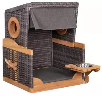 deVries Hundestrandkorb "Knochenfinder" Des. 464, PE, stone grey (3101046408TF)