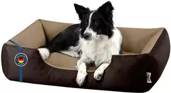 BedDog LUPI Hundebett waschbar, L 80x65x18cm, melange braun/beige (LUPI-L-MELANGE)
