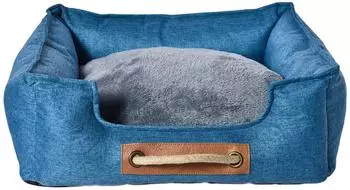 Dehner Cyrus Kuschelbett für Hunde/Katzen, Polyester/Polypropylen, blau, M (5190905)