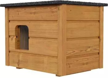 QLS Outdoor Katzenhaus 57x47 cm braun