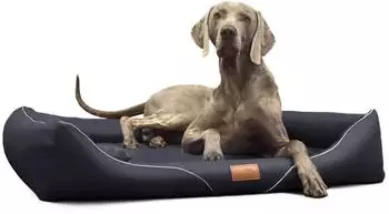 Tierlando William Easy-Clean orthopädisches Hundebett, Kunstleder, schwarz, 90x75cm
