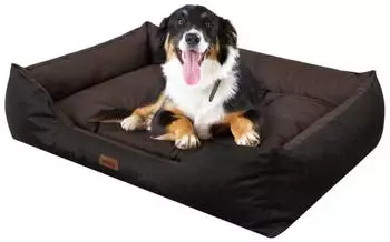 HobbyDog Puffy Hundebett mit erhöhten Rändern, schwarz-braun, M (84x65cm)