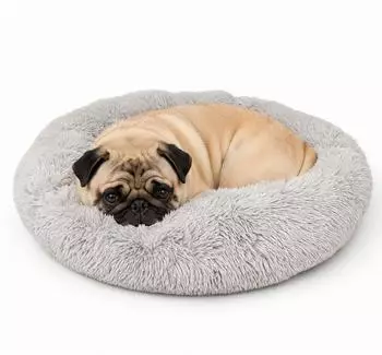 Relaxdays Rundes Hundebett, flauschig, grau