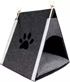 Dehner Kuschelzelt Anuk 60x70x60cm, Filz, grau/weiß/schwarz