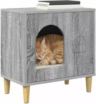 vidaXL Katzenhaus Holzwerkstoff grau Sonoma 51x30x52cm