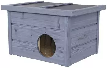 QLS Katzenhaus Outdoor Holz 40x50x37cm, isoliert, grau (000-11421-000)