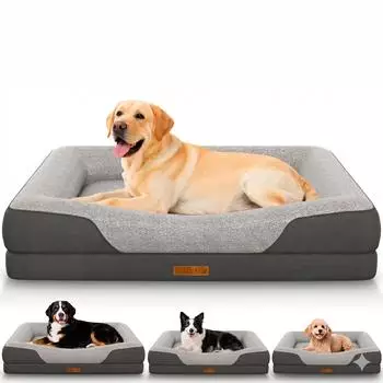 Eloneo Orthop&auml;disches Hundebett Memory Foam, Gr&ouml;&szlig;e M, grau (90x68x18cm)