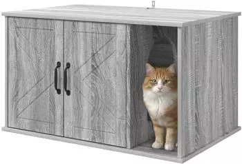 vidaXL Katzenhaus Sonoma-Grau 85x55x50,5cm Holzwerkstoff