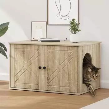 vidaXL Katzenhaus Sonoma-Eiche 85x55x50,5 cm Holzwerkstoff