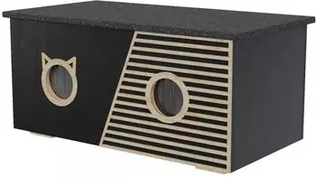 QLS Katzenhaus Outdoor XXL 85x45x37,5cm isoliert, schwarz (11398)